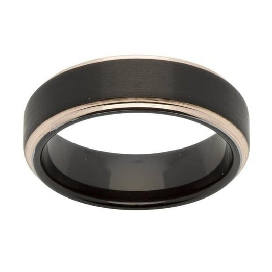 Rose Gold Black Tungsten 7mm