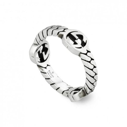 Interlocking G Sterling Silver Ring SIZE 18