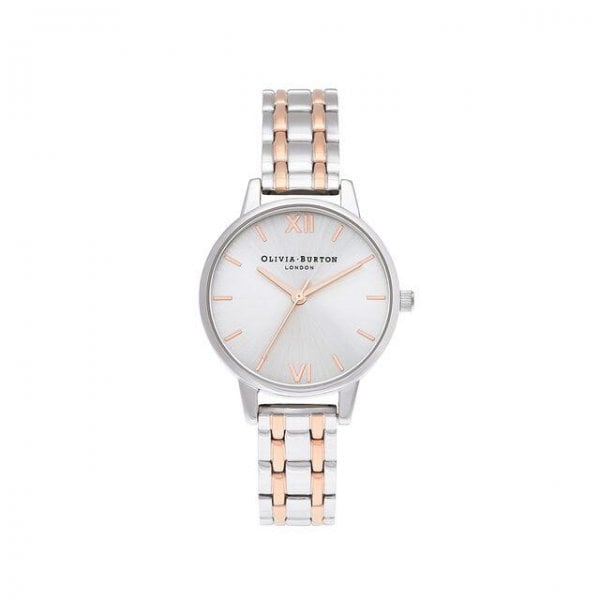 Midi Dial Silver & Pale Rose Gold Watch