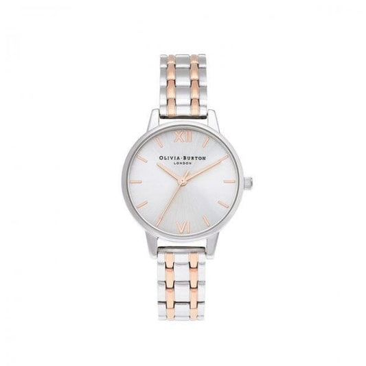 Midi Dial Silver & Pale Rose Gold Watch