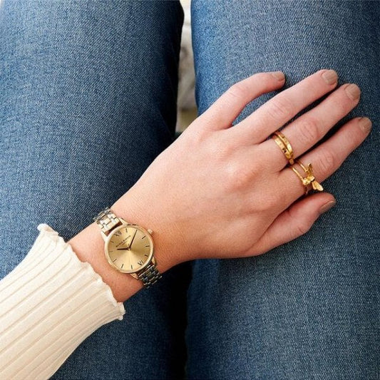 Midi Dial Pale Gold & Silver Watch