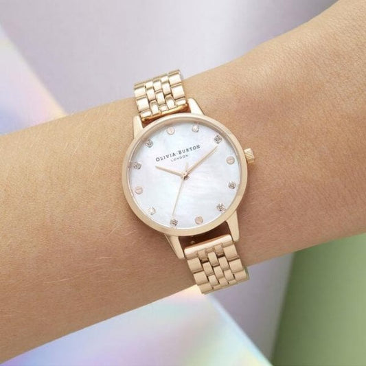 Midi Mother Of Pearl Dial Rose Gold Bracelet Watch