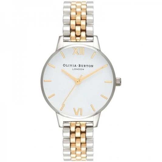 OB White Dial Silver & Gold Bracelet Watch