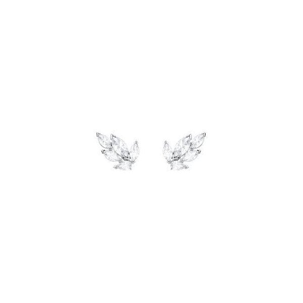 Louison Stud Pierced Earrings White Rhodium Plated