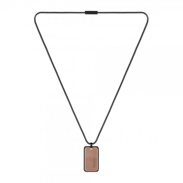 Men's Black Ion Plated ID Dog Tag Necklace