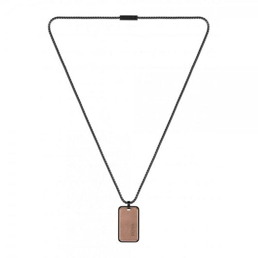 Men's Black Ion Plated ID Dog Tag Necklace