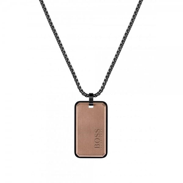Men's Black Ion Plated ID Dog Tag Necklace