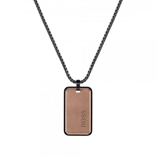Men's Black Ion Plated ID Dog Tag Necklace