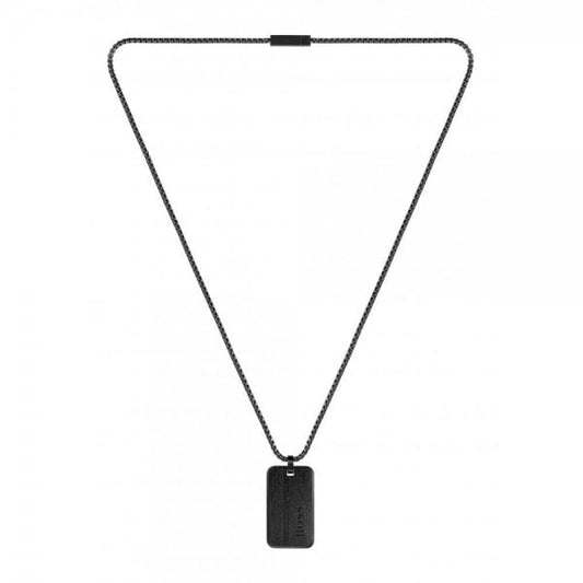 Men's Black Ion Plated ID Dog Tag Necklace