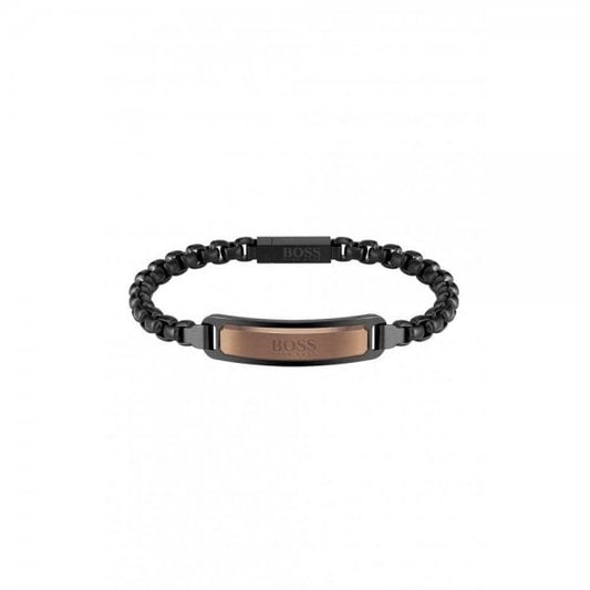 Men's Black Ion Two-Tone Plated ID Bracelet