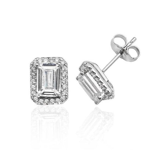 EMERALD CUT CZ STUDS