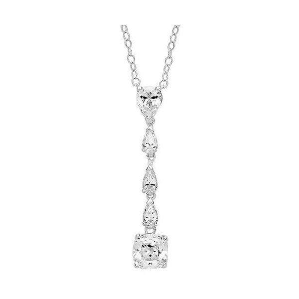 MULTIPEAR & LARGE CUSHION CZ PENDANT ON FIXED CHAI