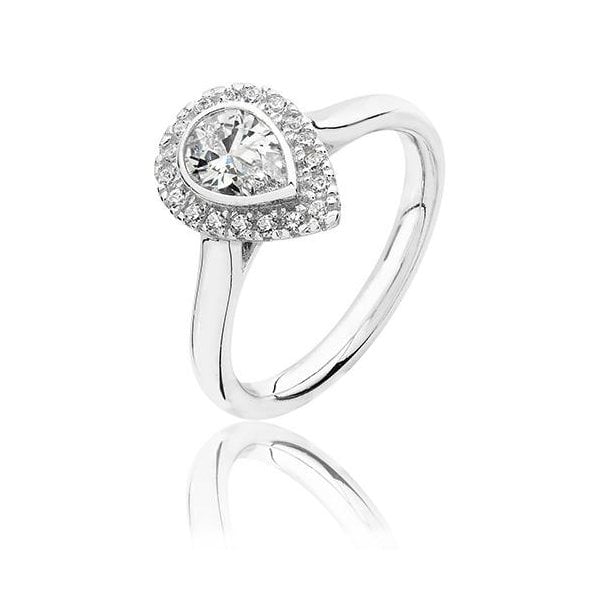 PEAR SHAPE HALO STYLE CZ RING