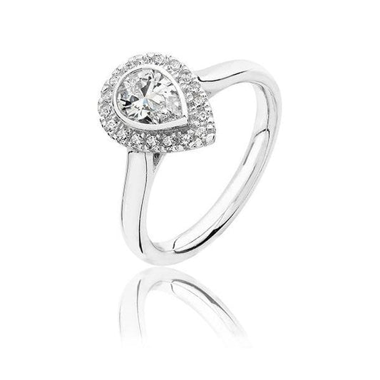 PEAR SHAPE HALO STYLE CZ RING