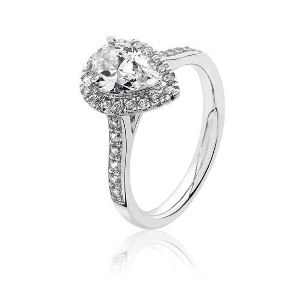 PEAR SHAPE HALO STYLE CZ RING