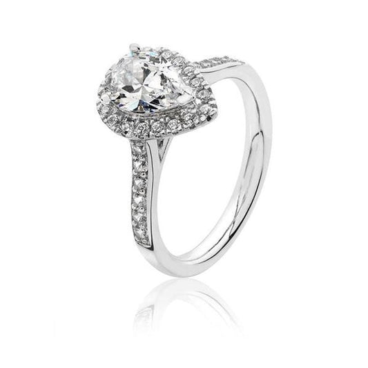 PEAR SHAPE HALO STYLE CZ RING