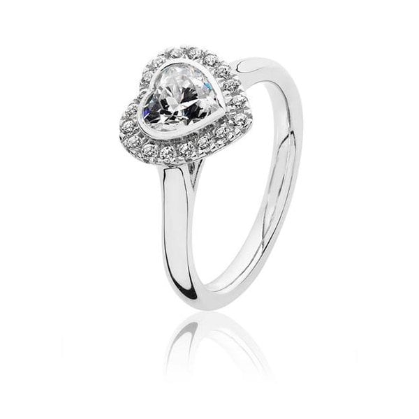 HEART SHAPE HALO STYLE CZ RING