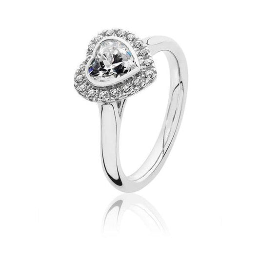 HEART SHAPE HALO STYLE CZ RING
