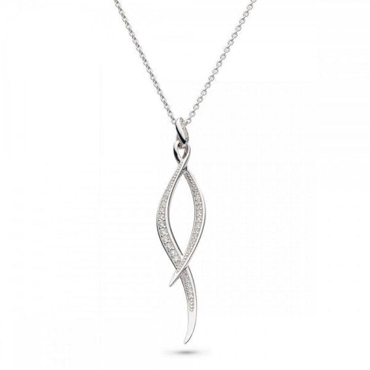 Entwine Twist Rhodium Plate Zirconia 20" Necklace