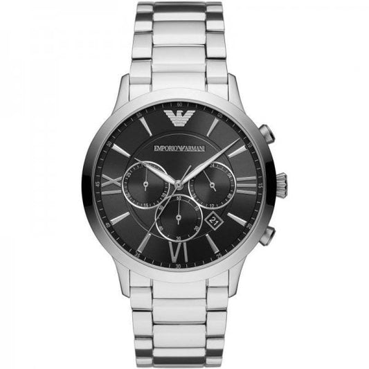Men's Black & Silver Chronograph Watch