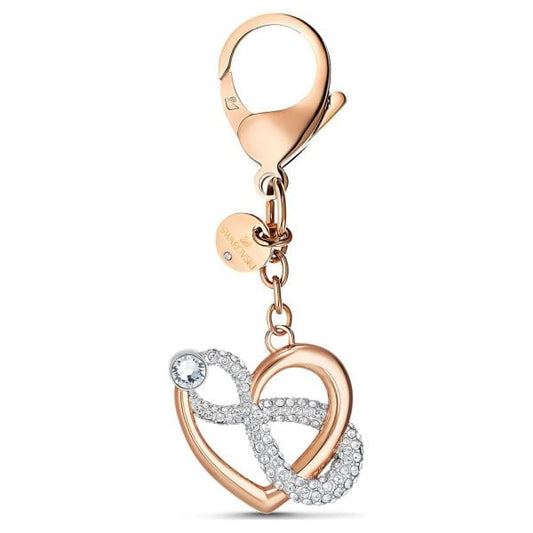 Infinite bag charm Infinity and heart, White