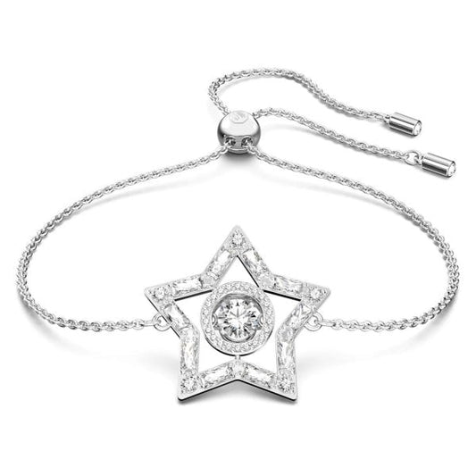 Stella bracelet White, Rhodium plated