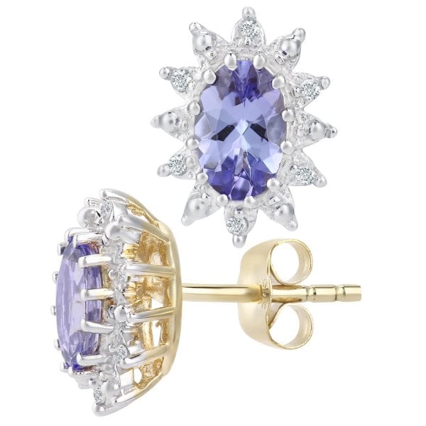 EARRINGS - DIA 0.05CT, TANZANITE