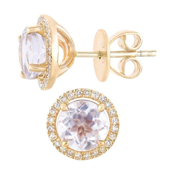 1.43 Amethyst, 0.15 Diamond, Gold Earrings