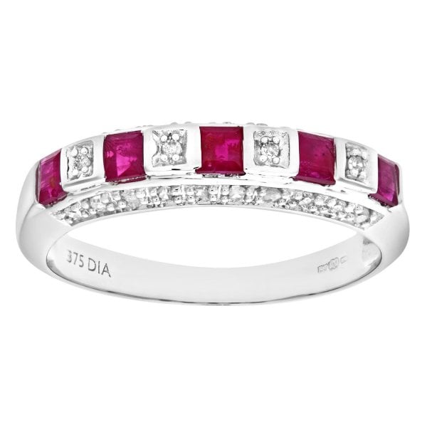0.10ct Diamond, Ruby Ring - size S