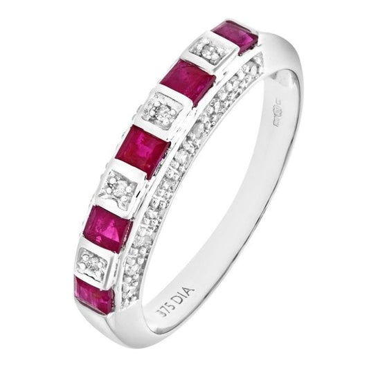 0.10ct Diamond, Ruby Ring - size S