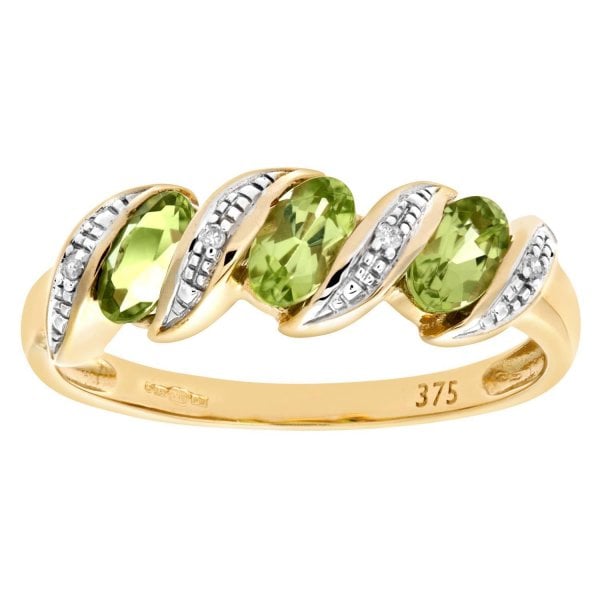0.74 Peridot, 0.02 Diamond & Gold Ring