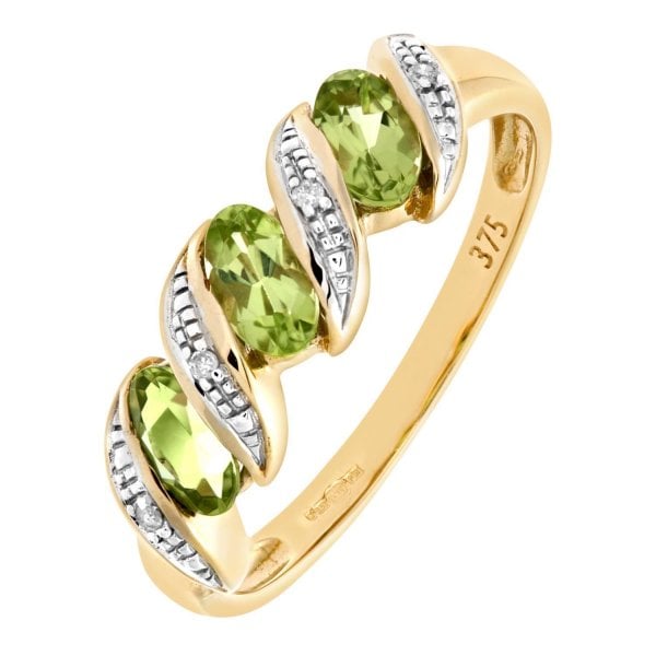 0.74 Peridot, 0.02 Diamond & Gold Ring