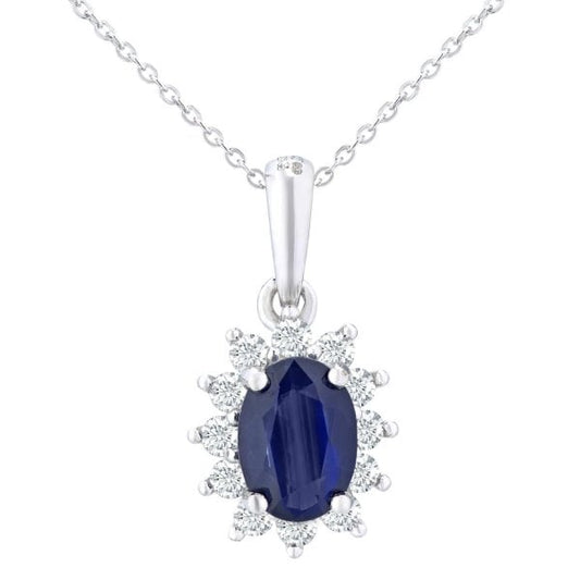 Dia 0.25ct, Sapphire pendant - white gold