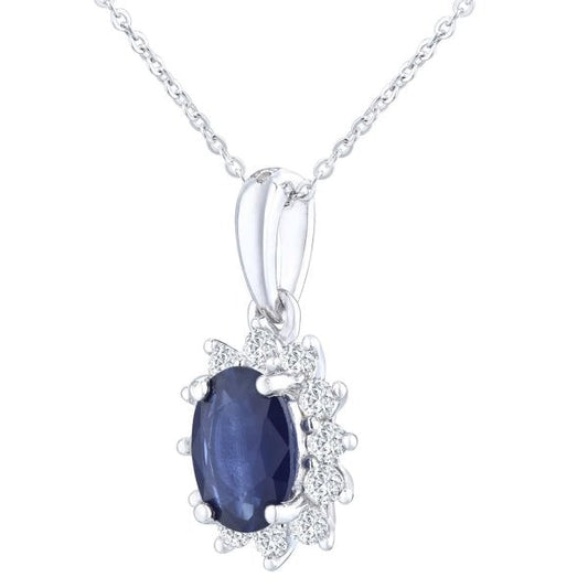 Dia 0.25ct, Sapphire pendant - white gold