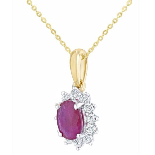 Ruby, 0.25 Diamond, Gold Pendant