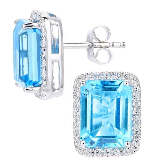 0.15ct Diamond, Blue Topaz Earrings