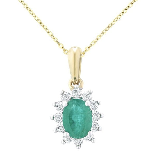 0.25ct Diamond, Emerald Pendant