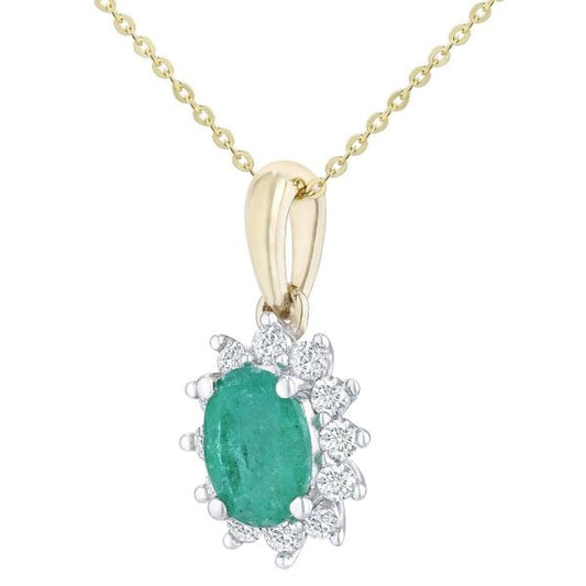 0.25ct Diamond, Emerald Pendant