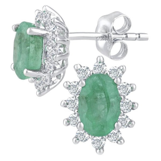 0.25ct Diamond, Emerald Earrings