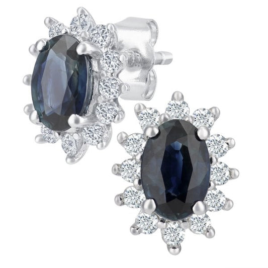 Diamond 0.25ct, Sapphire Earrings