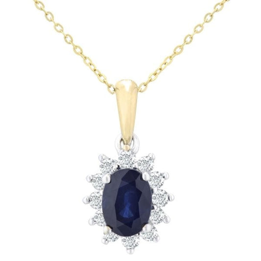 Diamond 0.25ct, Sapphire Pendant