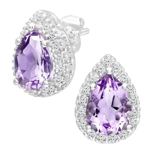 Diamond 0.13ct, Amethyst Earrings
