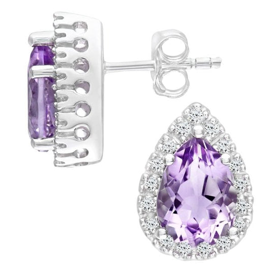 Diamond 0.13ct, Amethyst Earrings