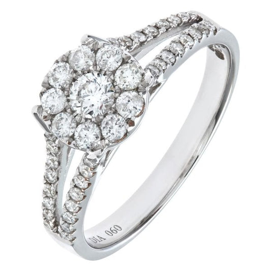 18ct White Gold and Diamond Ring SIZE Q