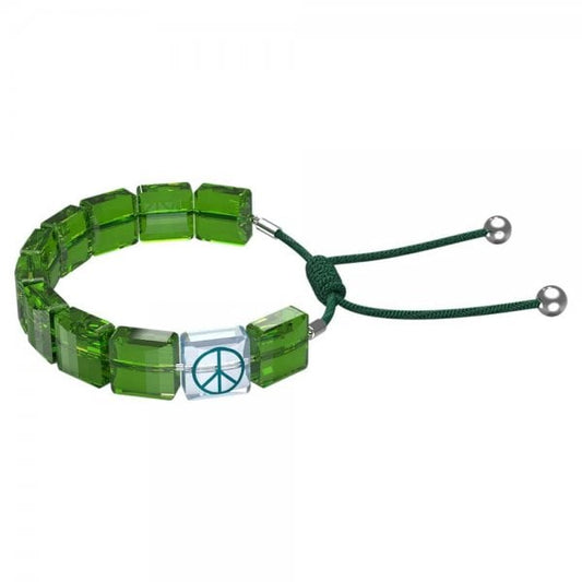 Letra bracelet Peace, Green, Rhodium plated