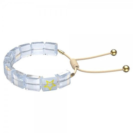 Letra bracelet Star, White, Gold-tone plated