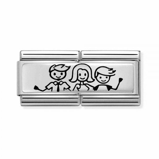 Silver Family with Little Boy Charm
