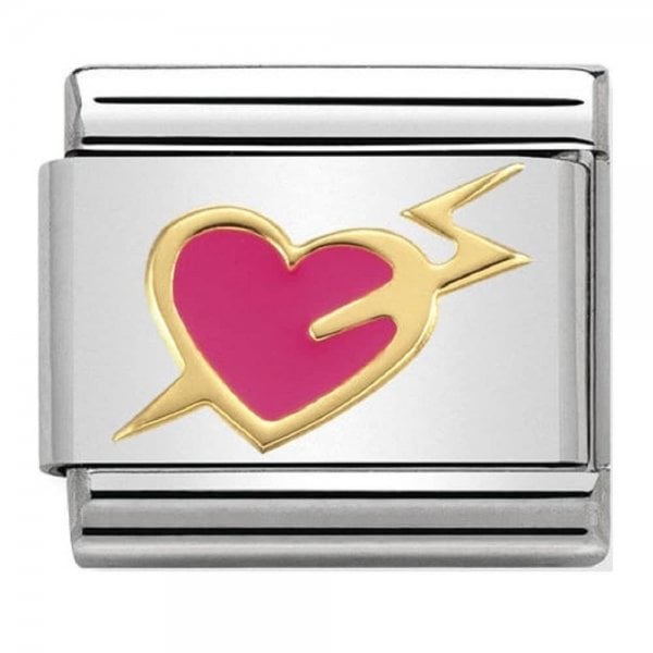 Gold and Pink Heart With Lightning Charm