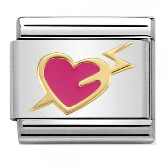 Gold and Pink Heart With Lightning Charm