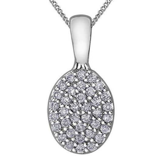 9ct .15CT WG Oval Diamond Pendant